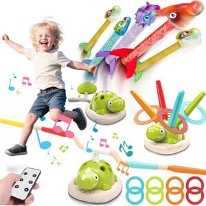 NEW 3-in-1 Dinosaur Musical Jumping & Ring Toss Sports Toy